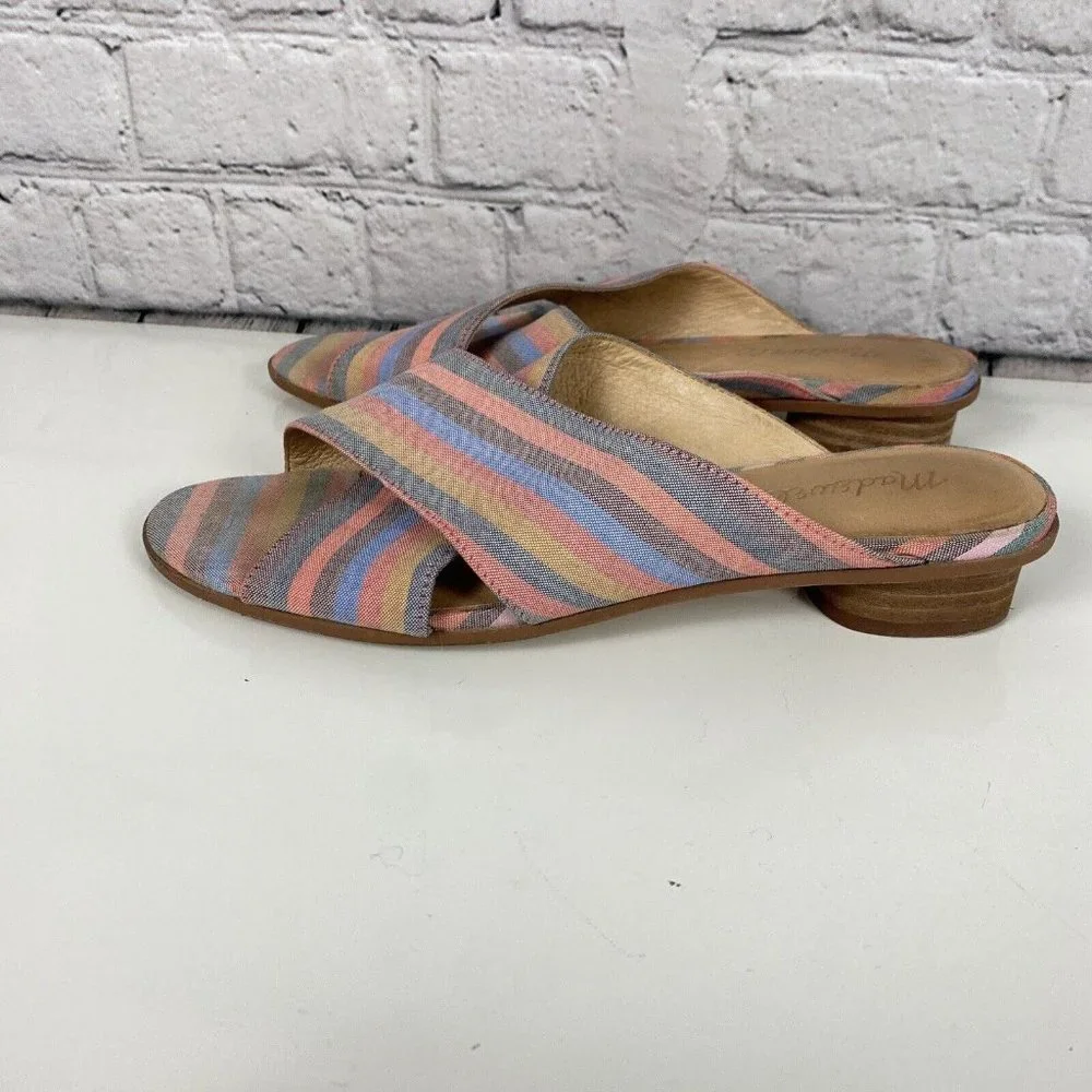 Madewell The Ruthie Crisscross Mule Sandals in Rainbow Stripe